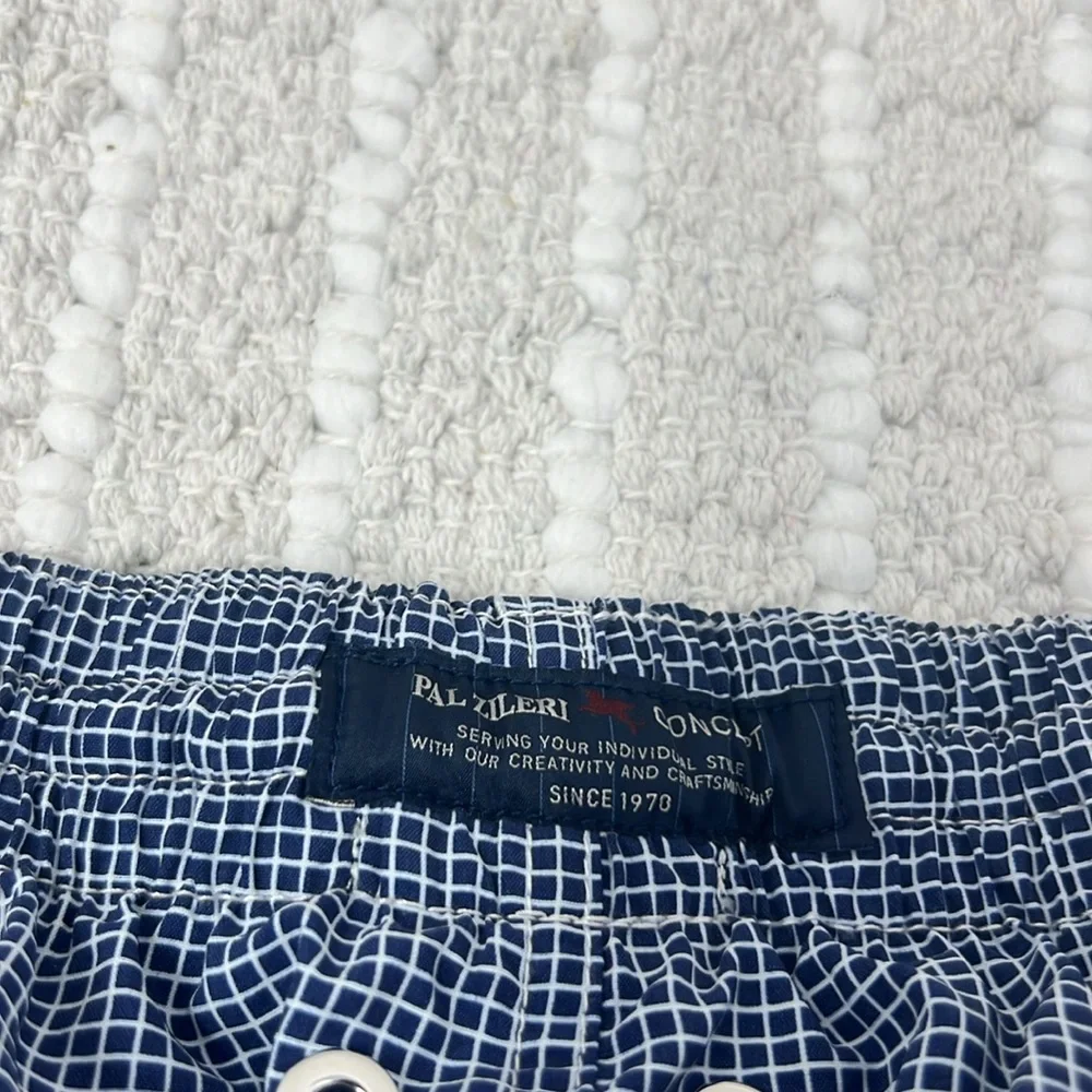 pal zileri concept Check swim trunk Men’s 4XL Inseam 5.5” Blue Swimwear